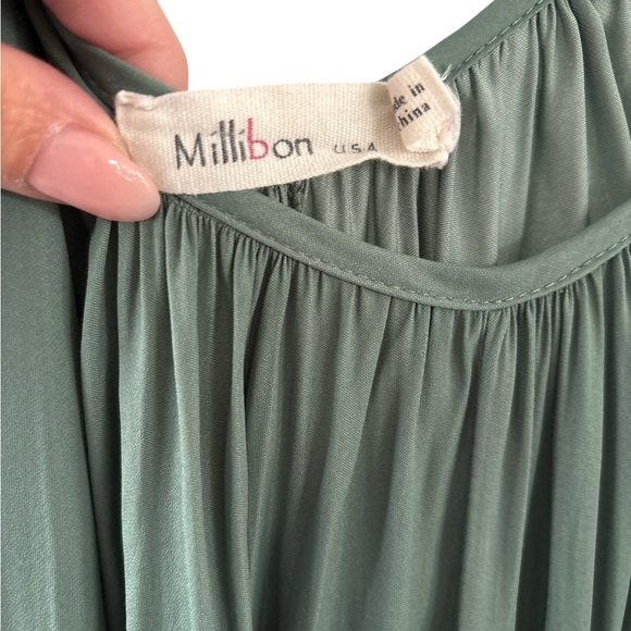 Millibon Sage Green Gathered Top - Picture 2 of 5